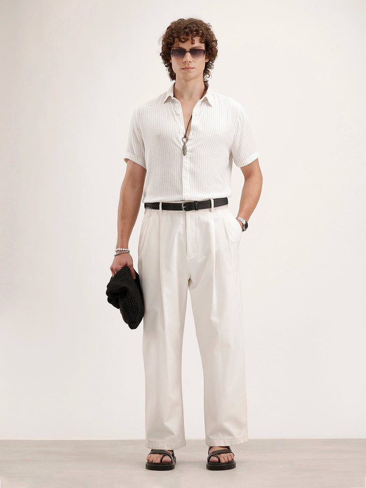Slim Fit Striped Shirt | White