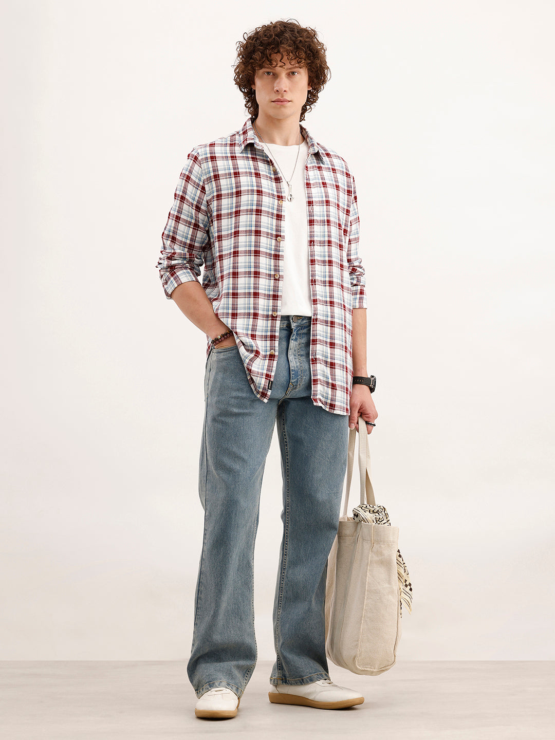Slim Fit Checkered Shirt  | Brown