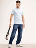 Slim Fit Striped Polo T-Shirt | Light Blue