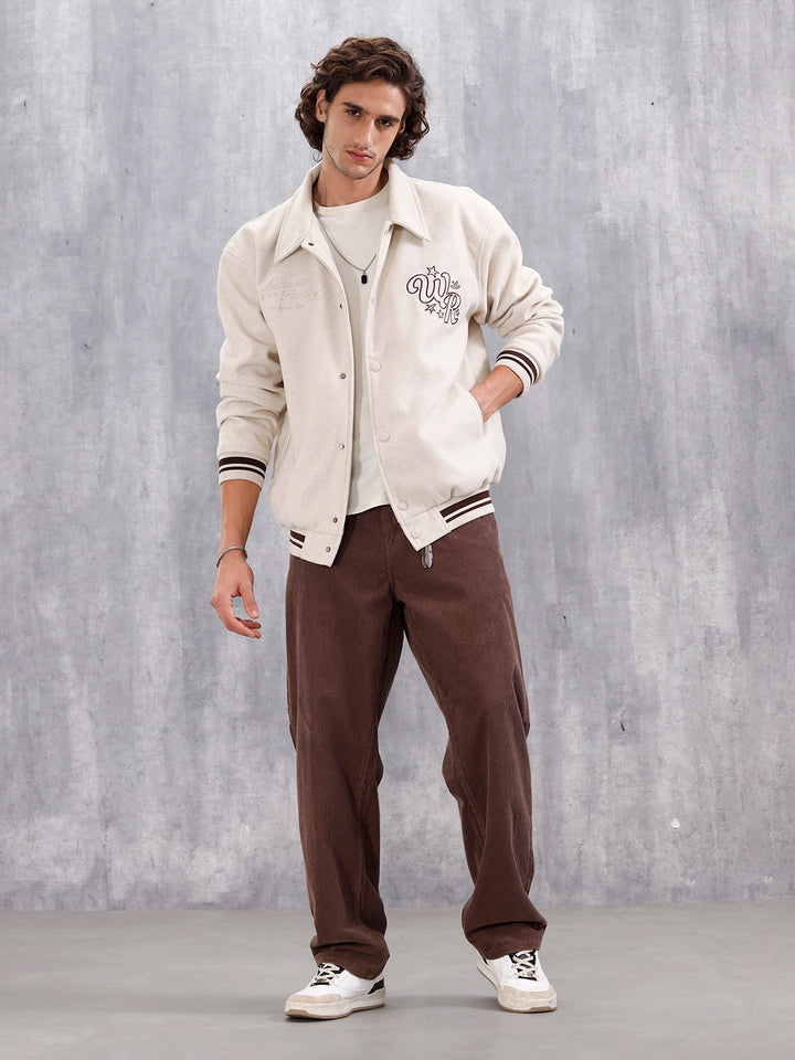 Varsity-Inspired Comfort Fit Tweed Jacket | Off White