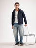Slim Fit Double Pocket Hooded Jacket  | Navy Blue