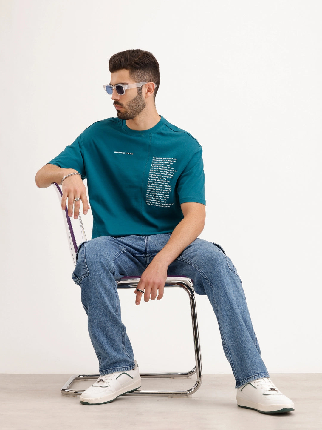 Oversized Fit Cut & Sew T-Shirt | Teal