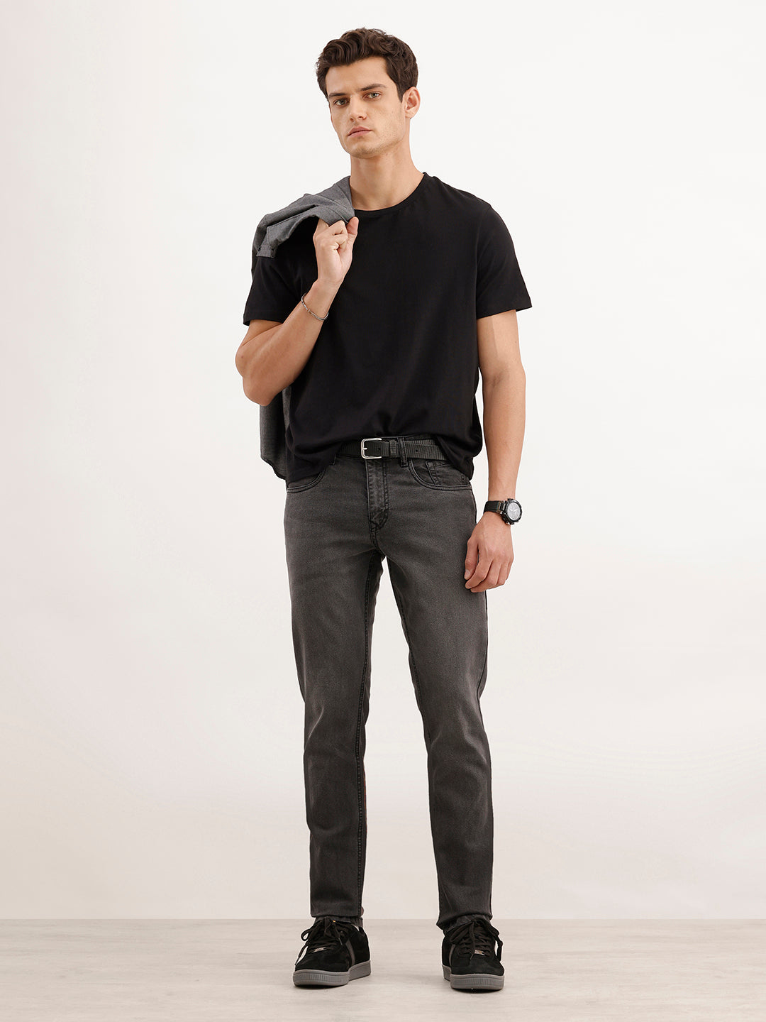 Solid Slim Fit Denim Jeans  | Dark Grey