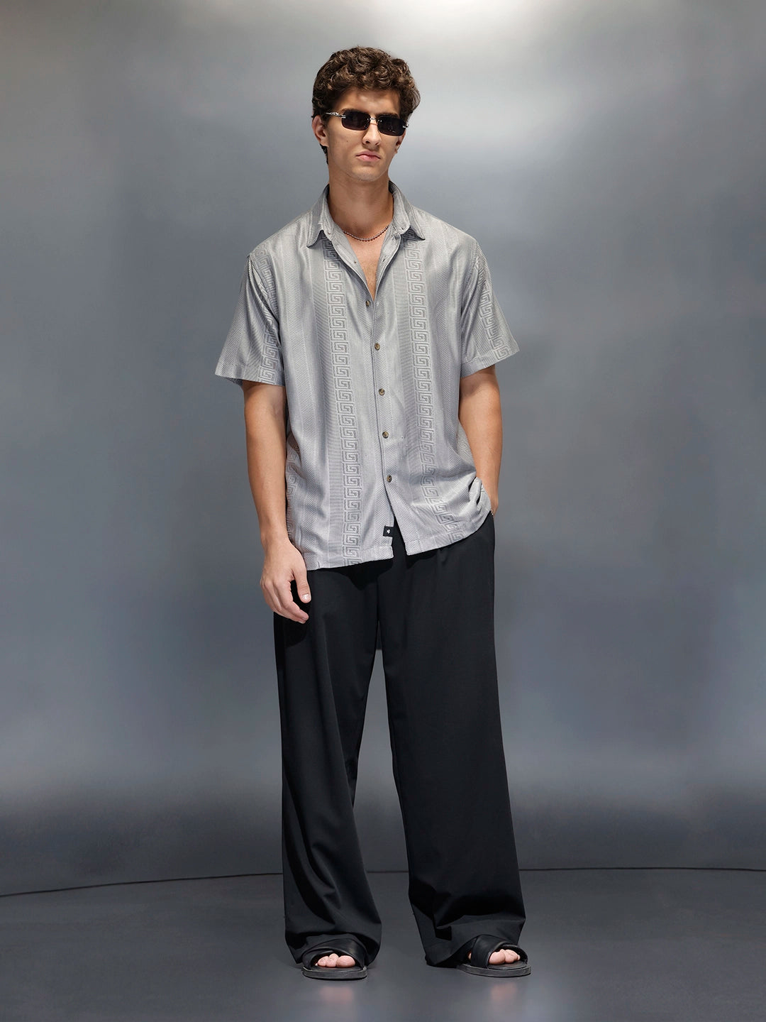 Men's Casual Regular Fit Half Sleeve Shirt  |  Grey