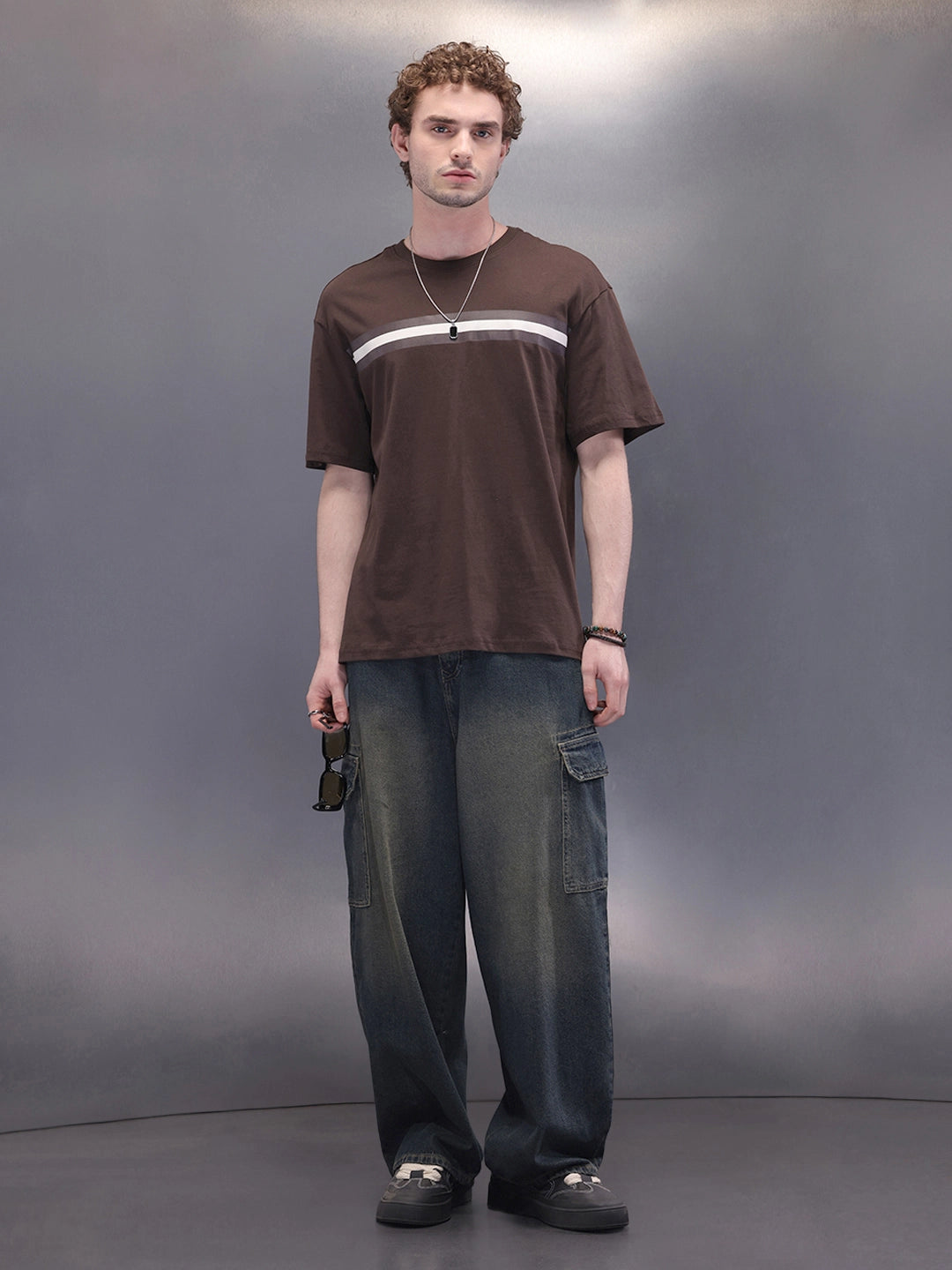 Placement Printed Oversized T-Shirt | Dark Brown