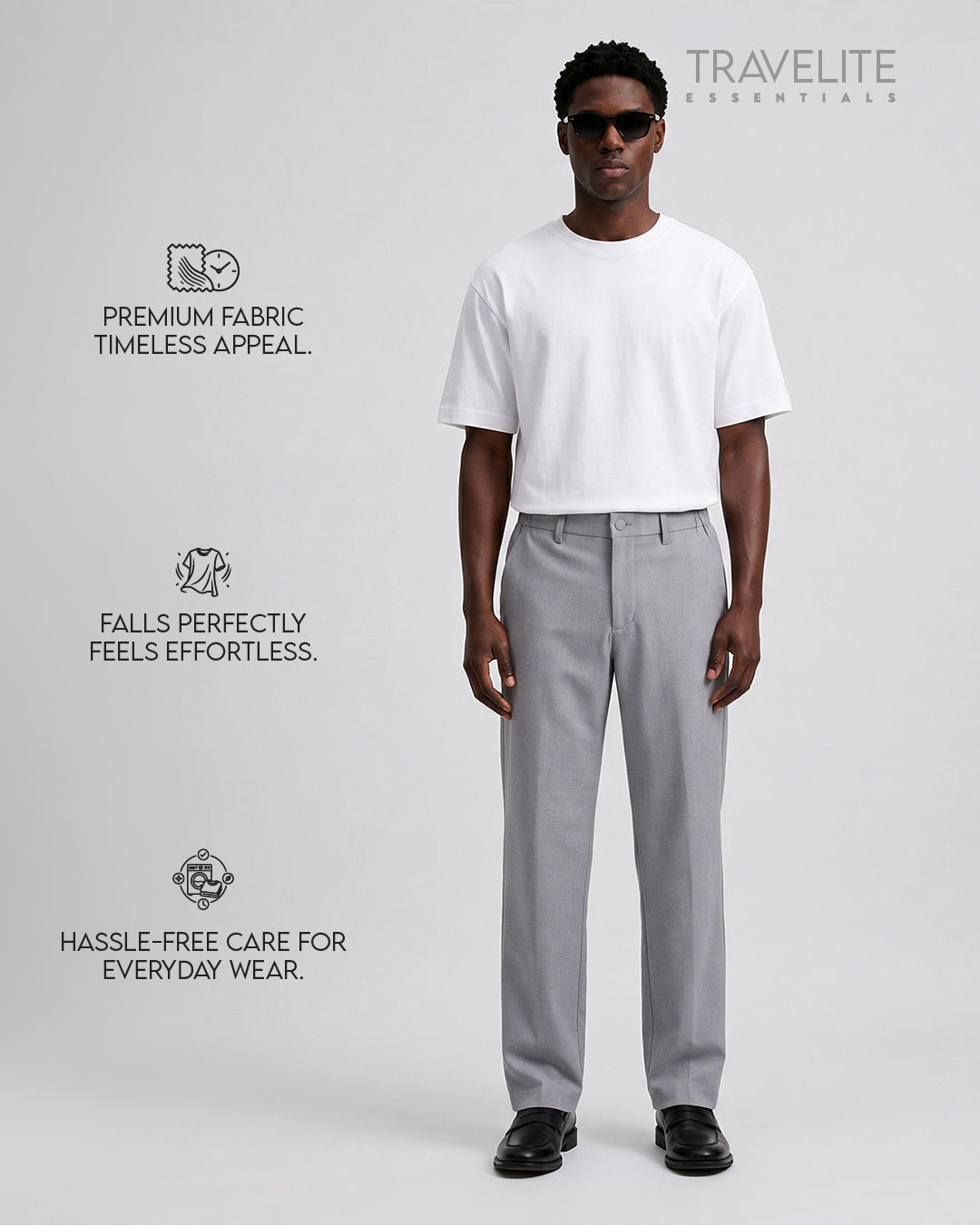 Travelite Straight Fit Trousers | Essential |  Grey