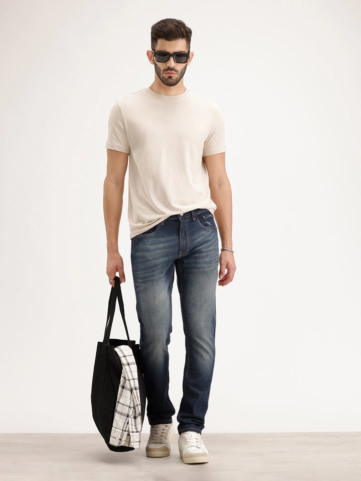 Slim Fit Faded Denim Jeans | Blue