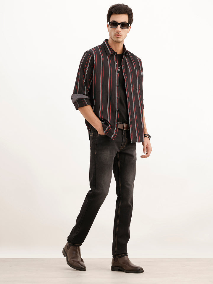Faded Slim Fit Denim Jeans | Black