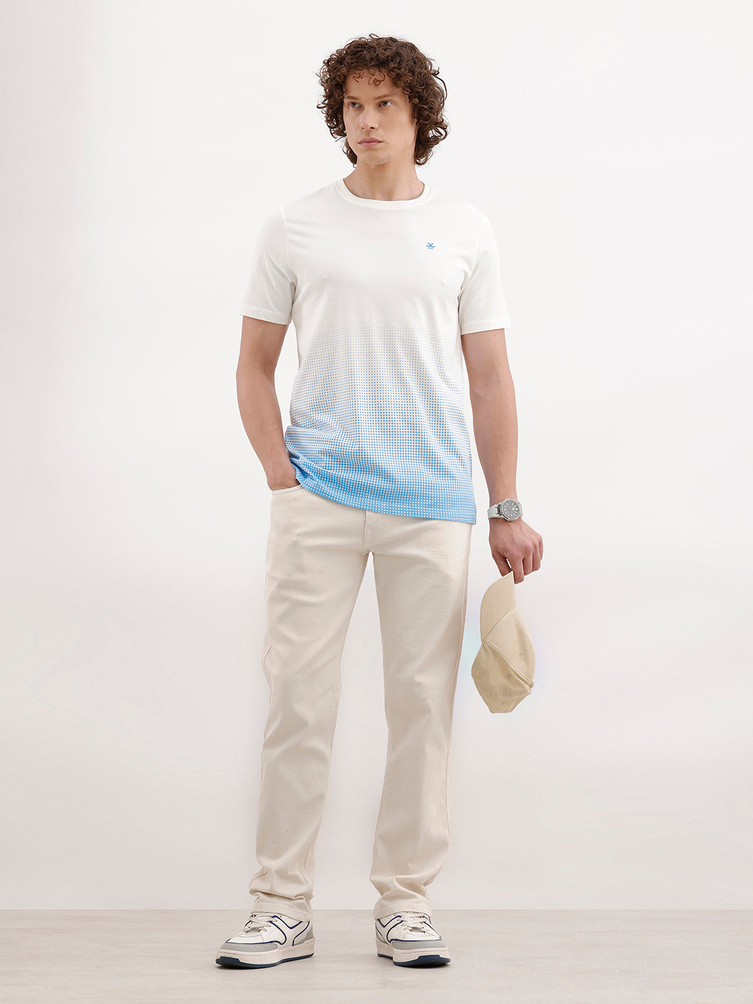 Placement Printed Slim Fit T-Shirt | White