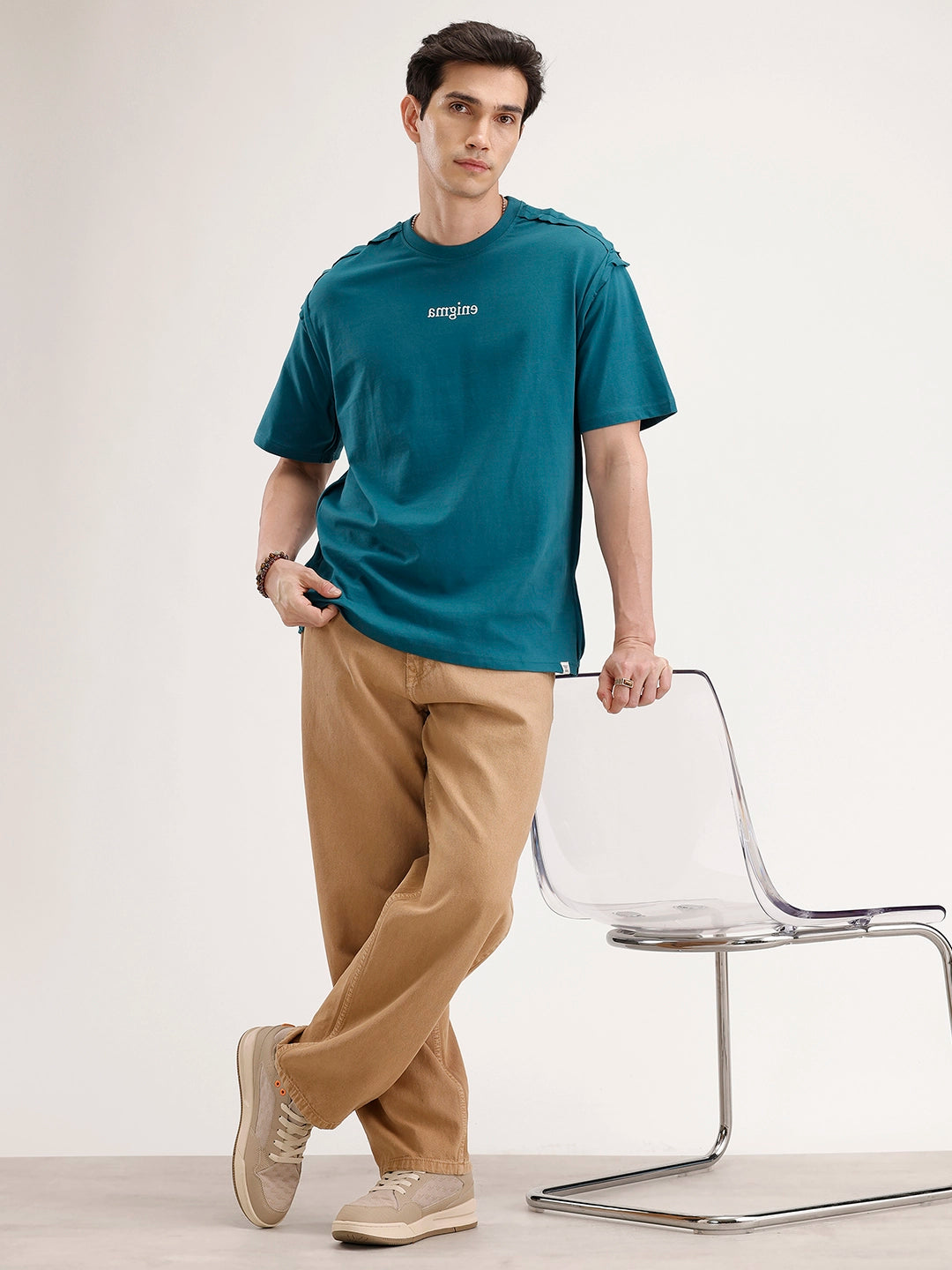Oversized Placement Cut & Sew T-Shirt | Green