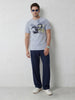 Slim Fit Placement Printed T-Shirt | Light Blue