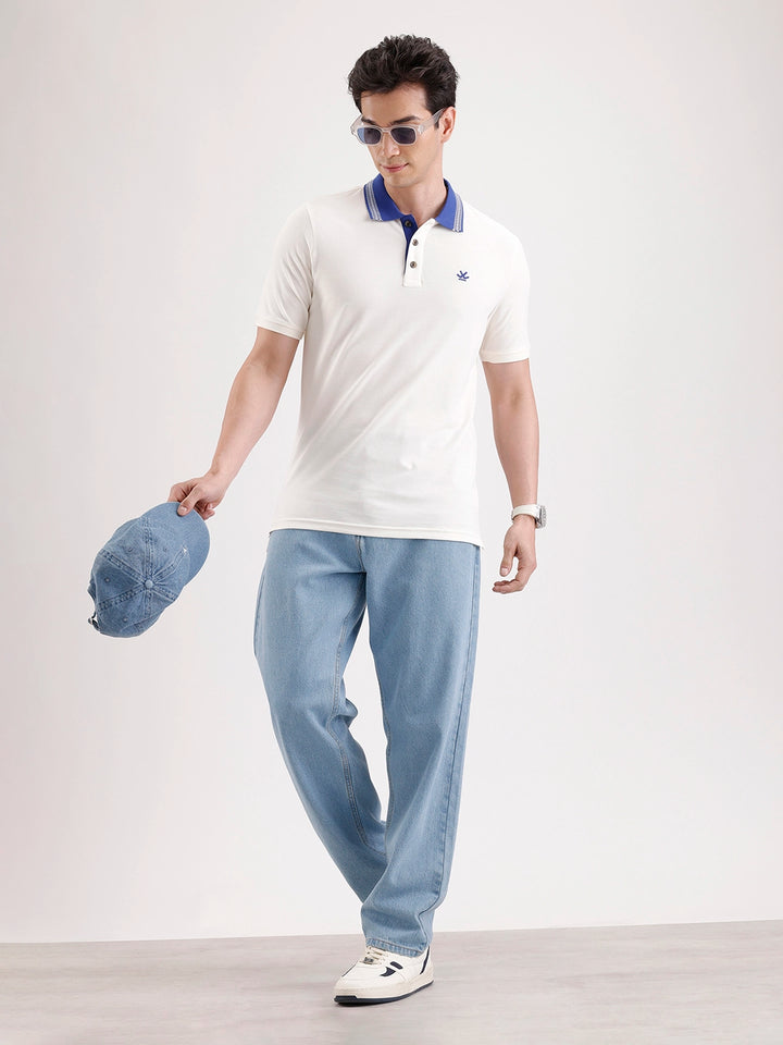 Jacquard Collar Polo T-Shirt  | Off White