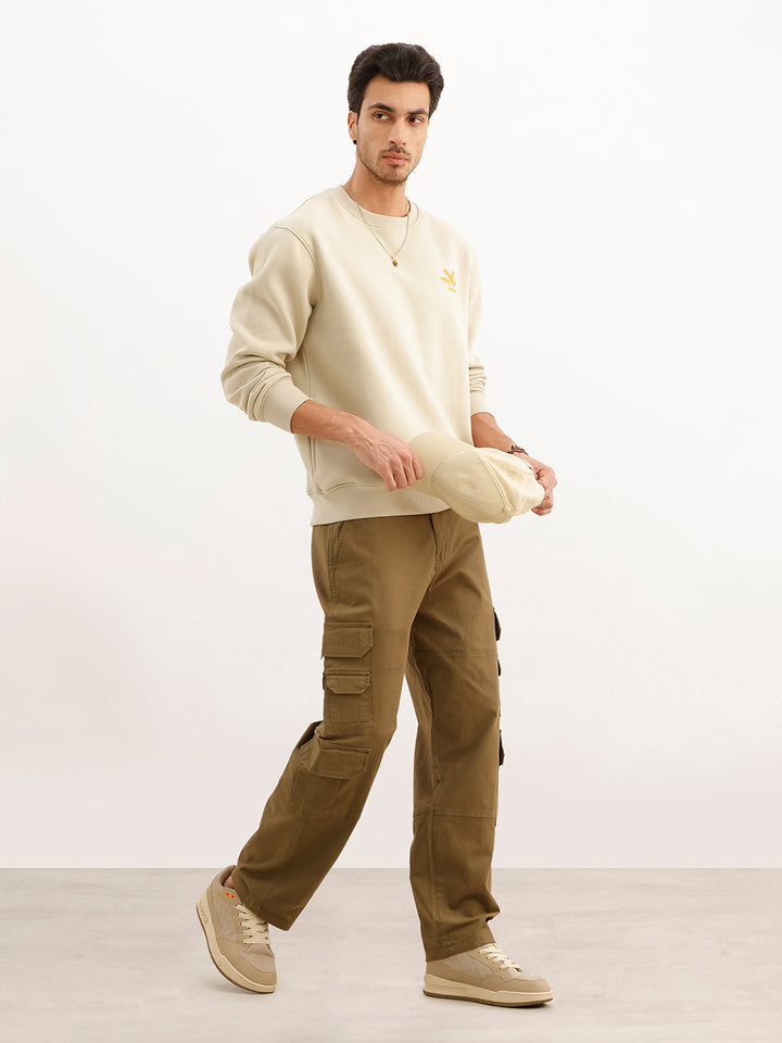 Solid Loose Fit Cargo Trouser | Olive