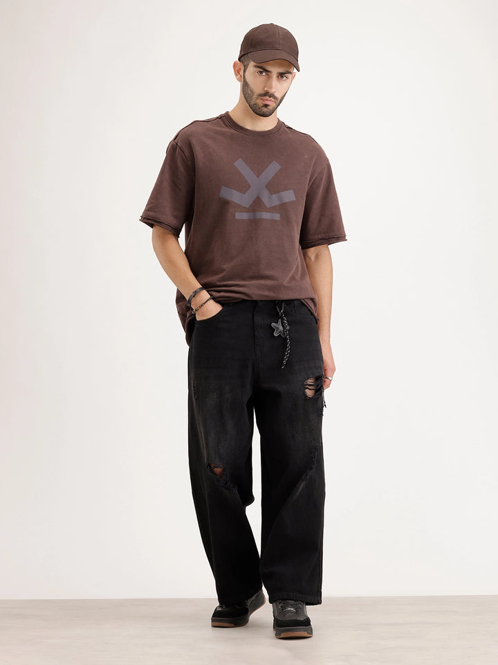 Baggy Fit Distressed Denim Jeans | Black