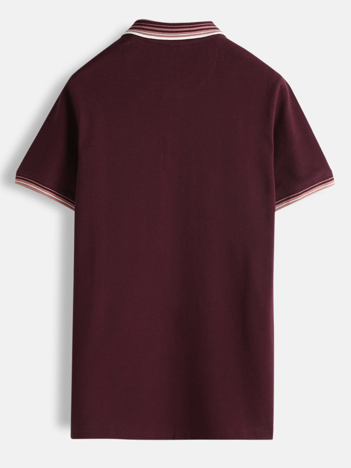 Solid Slim Fit Polo T-Shirt | Maroon