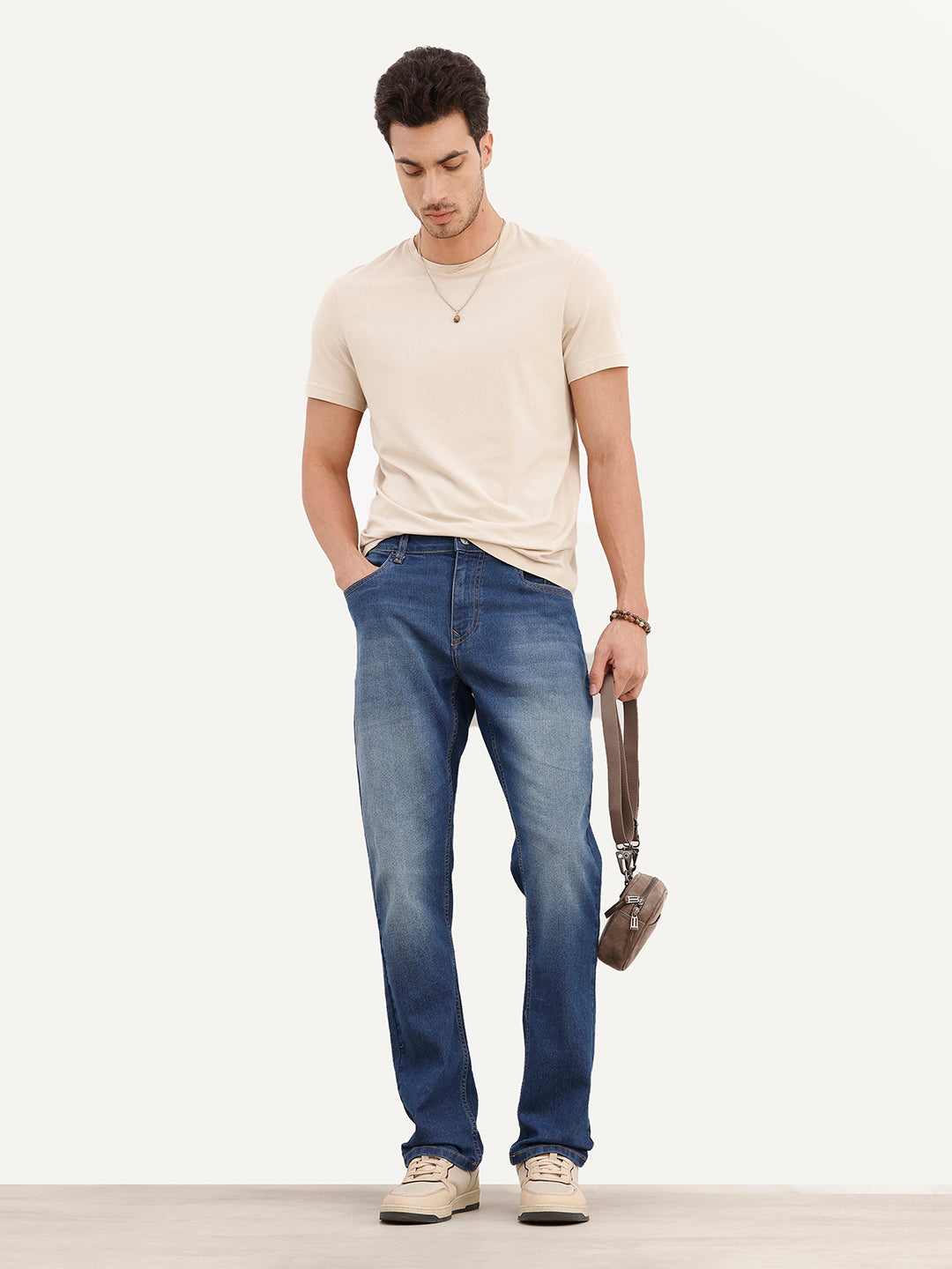 Faded Regular Fit Denim Jeans | Blue