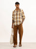 Slim Fit Checkered Full Sleeve Shirt | Yellow