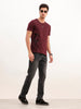 3D Flock Placement Printed T-Shirt | Wine