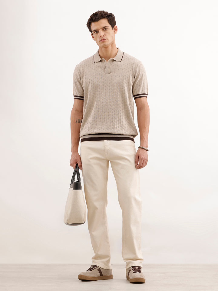 Slim Fit Textured T-Shirt  | Khaki