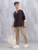 Oversized Fit Full Sleeve Sporty Polo T-Shirt | Dark Brown