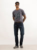 Placement Printed Slim Fit T-Shirt | Grey