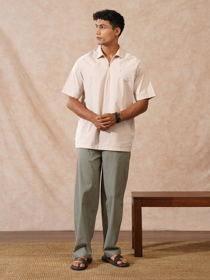 Solid Loose Fit Trouser | Olive