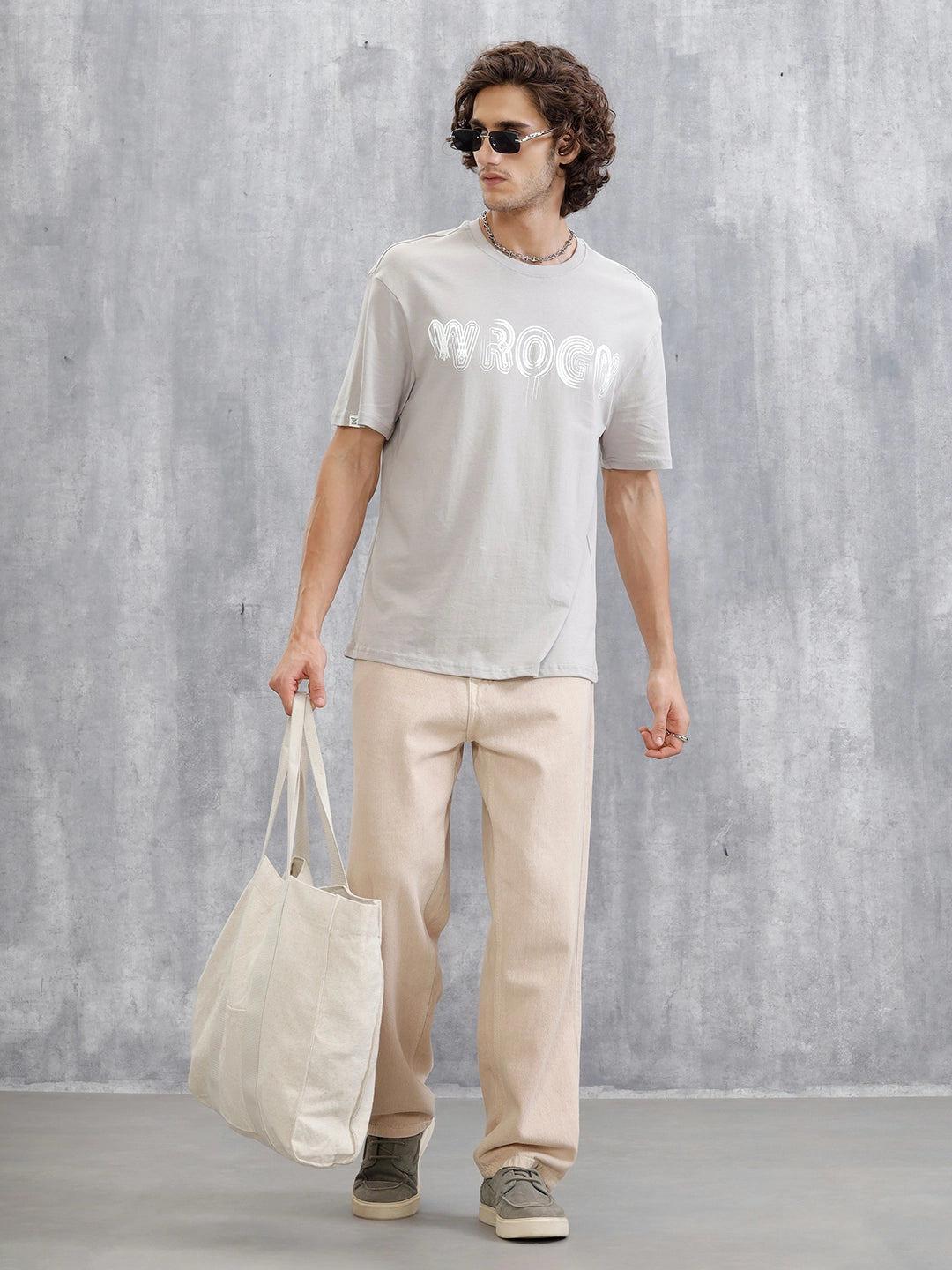 Typography Graphic Printed T-Shirt | Grey