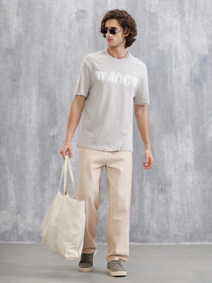 Typography Graphic Printed T-Shirt | Grey