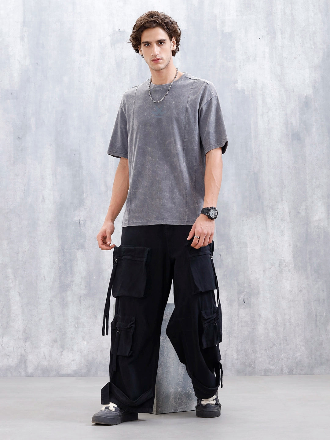 Washed Men's Casual Oversized Fit T-Shirt | Grey