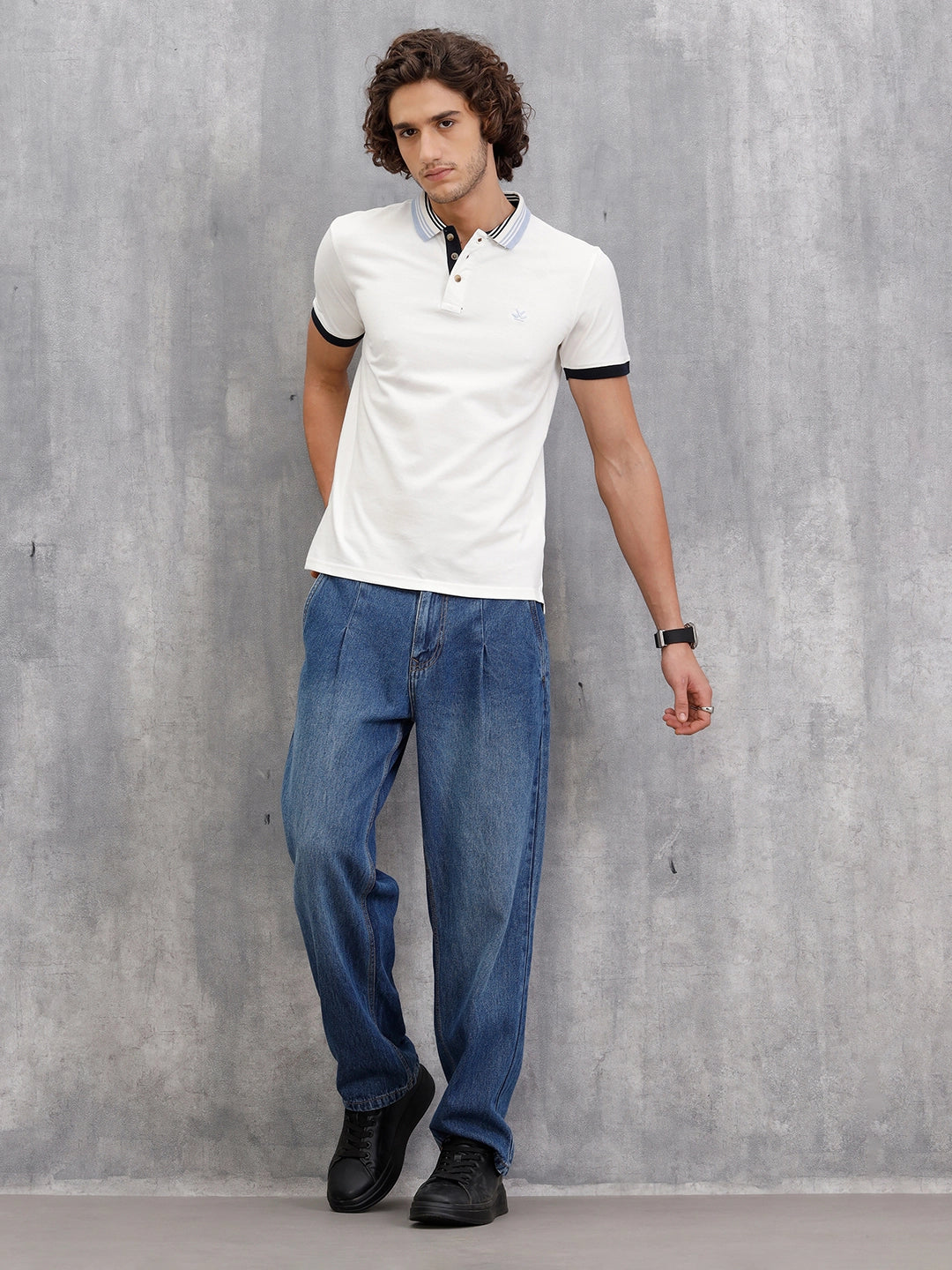 Contrast Collar Polo T-Shirt | White