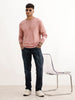 Slim Fit Placement Printed Knitted Sweater | Pink