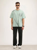 Heavy GSM Watercolour Floral Printed T-Shirt | Green
