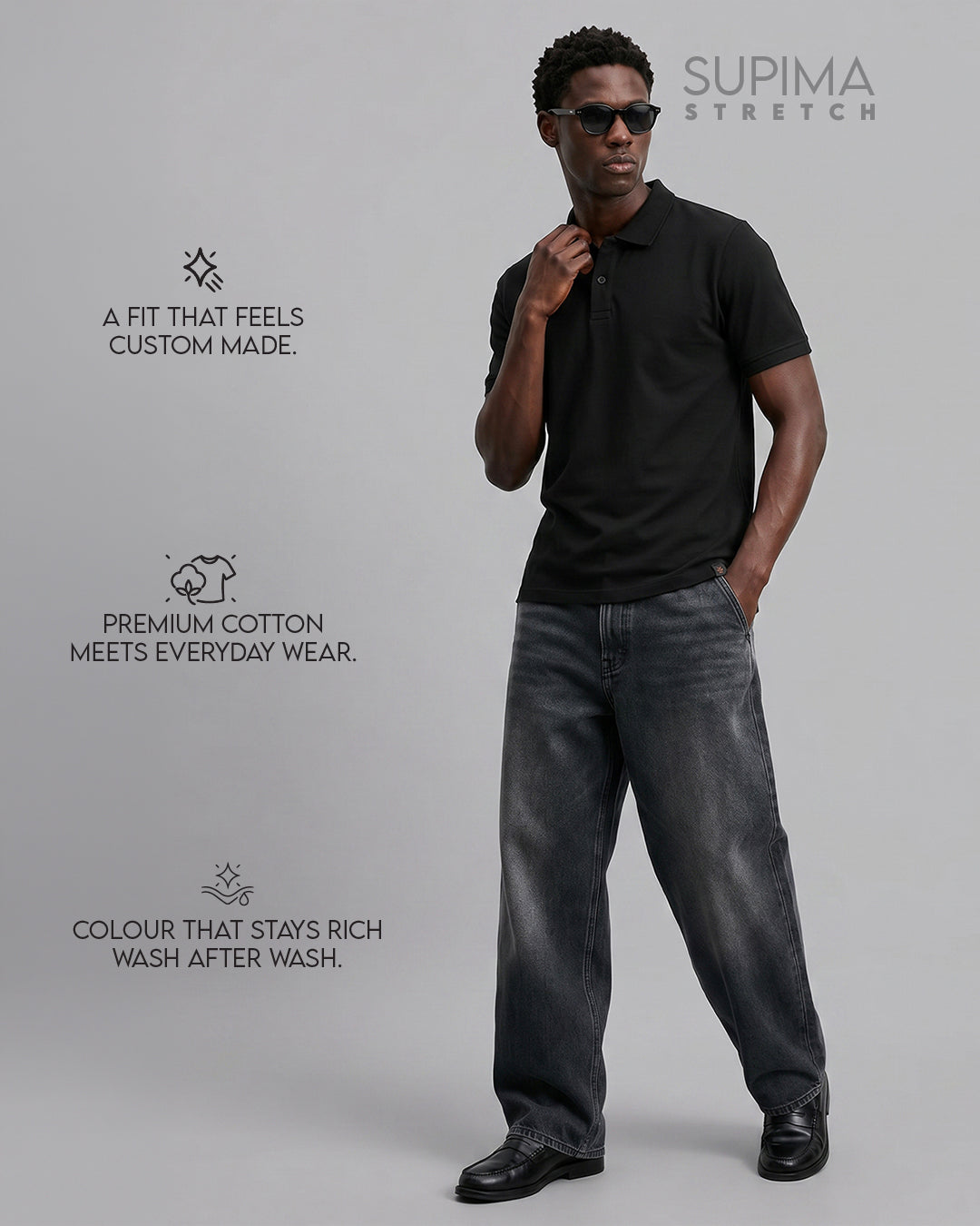 Essential Supima Polo T-Shirt | Essential | Black