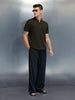 Textured Men's Casual Slim Fit Polo T-Shirt | Olive