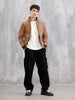 Regular Fit High Neck Jacket With Contrast Detail | Brown