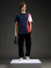 Colorblocked Regular Fit Tee for Men | Navy Blue