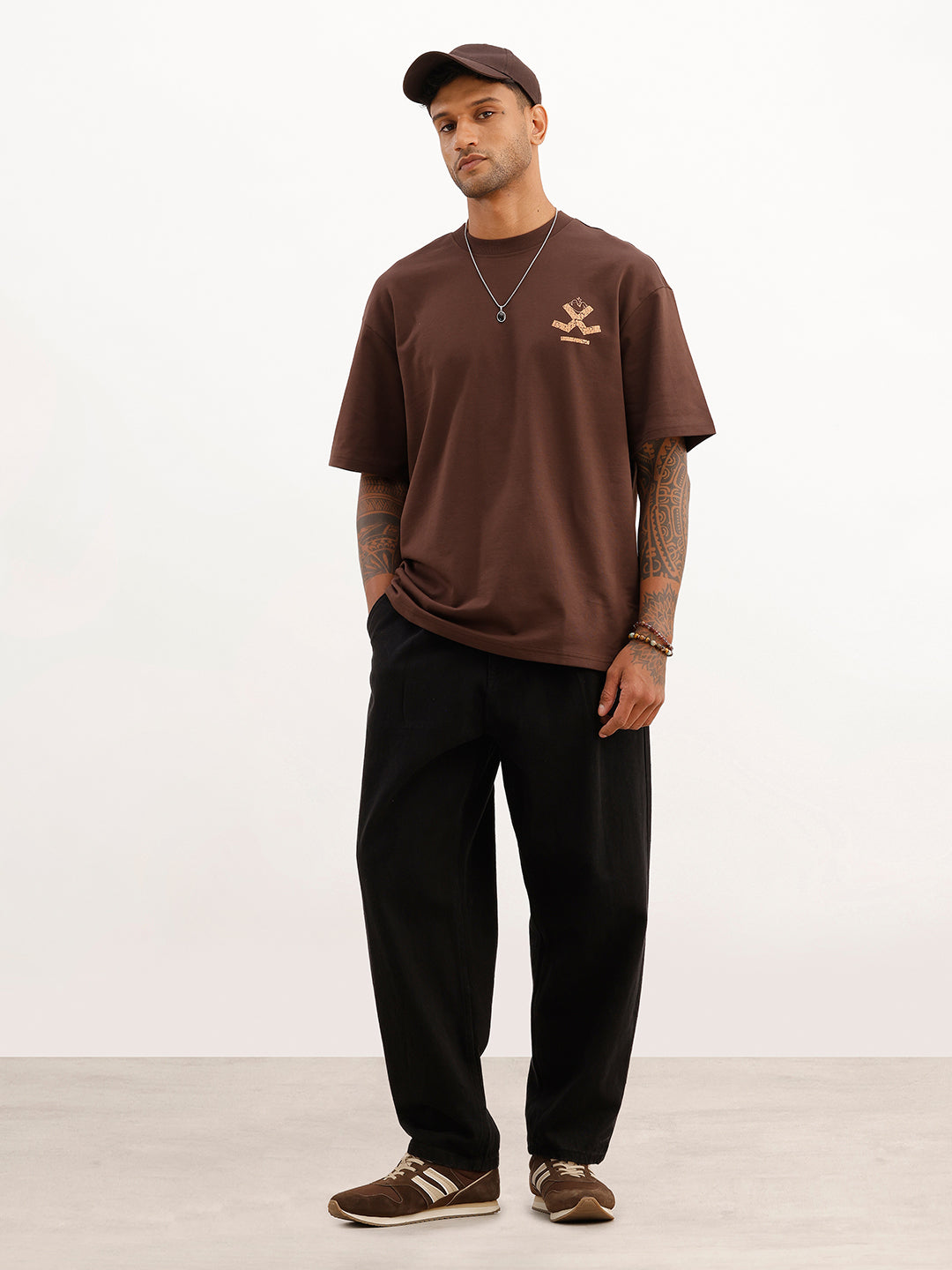 Classic Oversized Back Printed T-Shirt | Brown