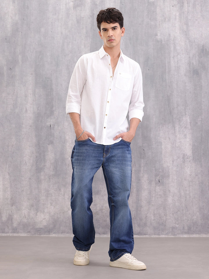 100% Cotton Classic Full Sleeve Shirt I White