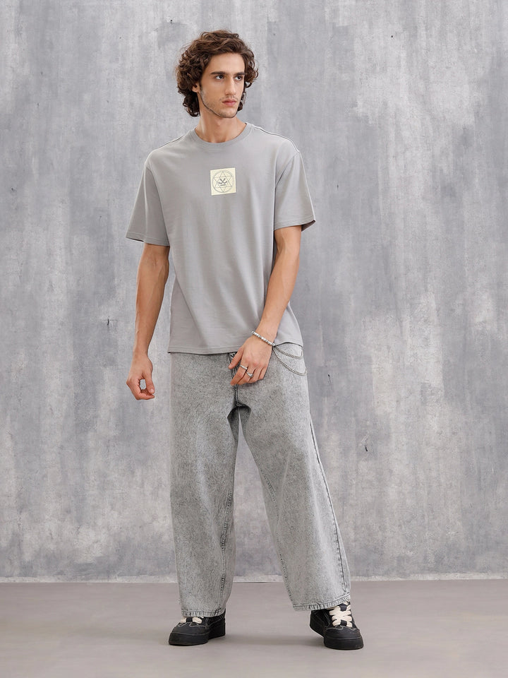 Back Print Oversized Tee | Grey