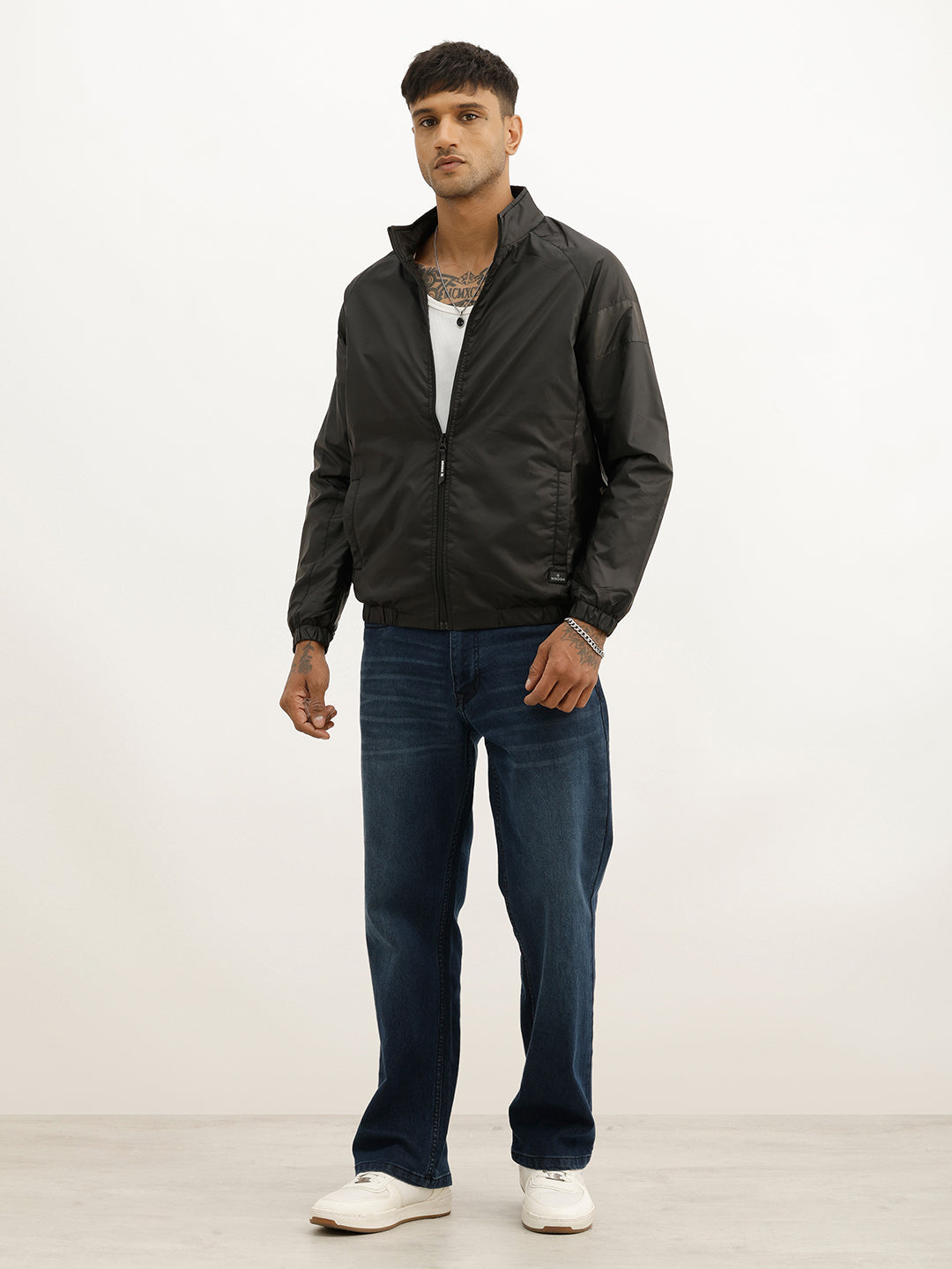 Solid Regular Fit Puffer Jacket | Grey