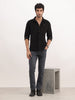 Slim Fit Solid Corduroy Shirt | Black
