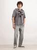 Loose Fit Faded Denim Jeans  | Grey