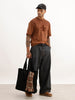 Oversized Placement Flock Printed T-Shirt | Brown