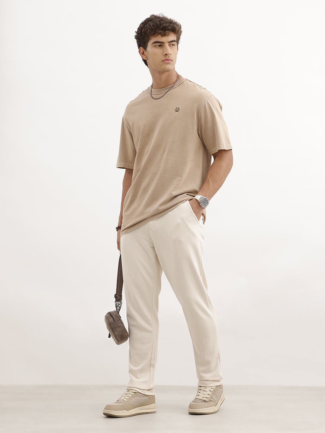 Solid Regular Fit Jogger | Beige