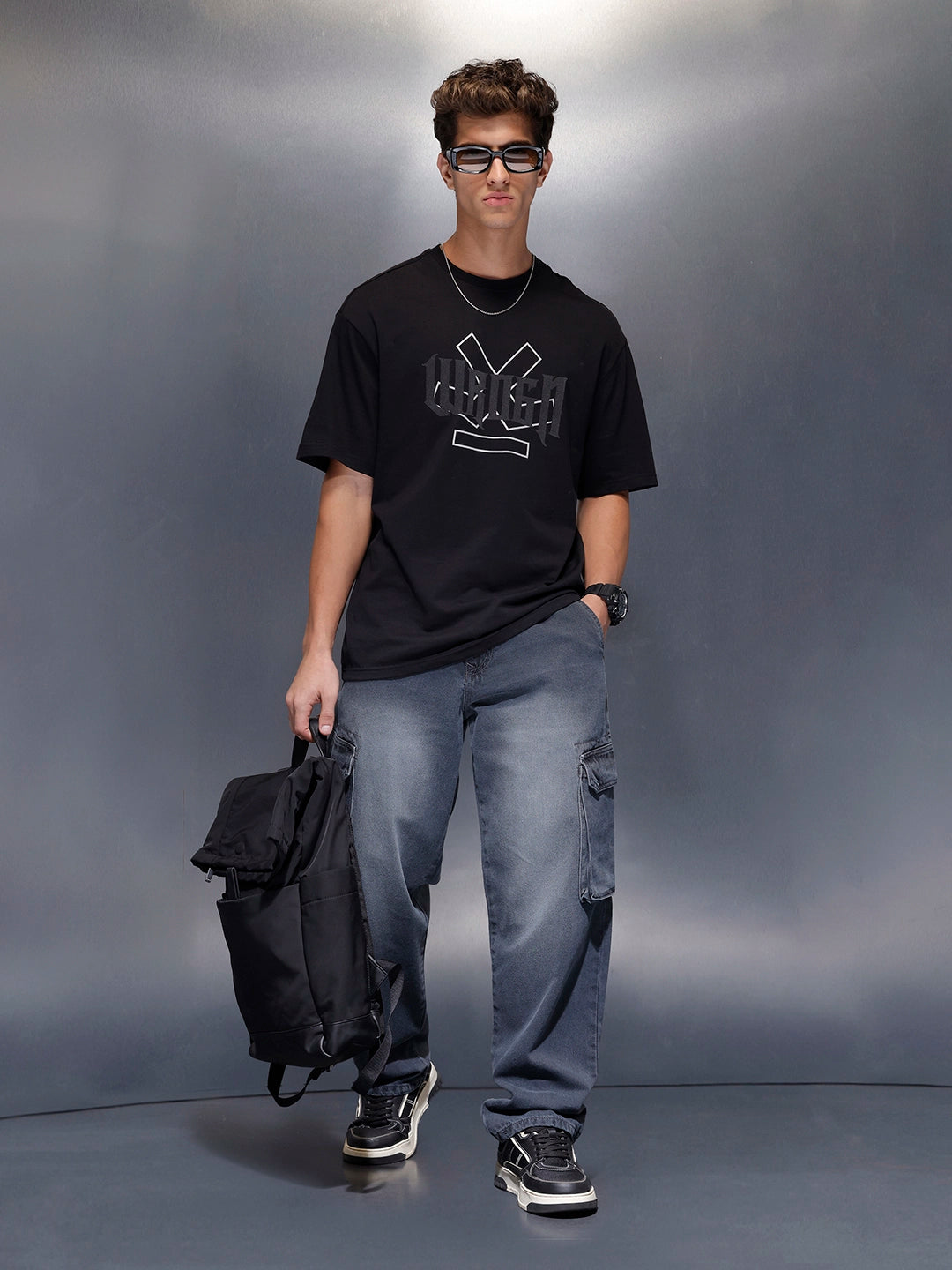 Men’s Beige Bold Logo T-Shirt | Black