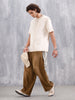 Raw Edge & Stitch Detail Oversized Fit T-Shirt | Beige