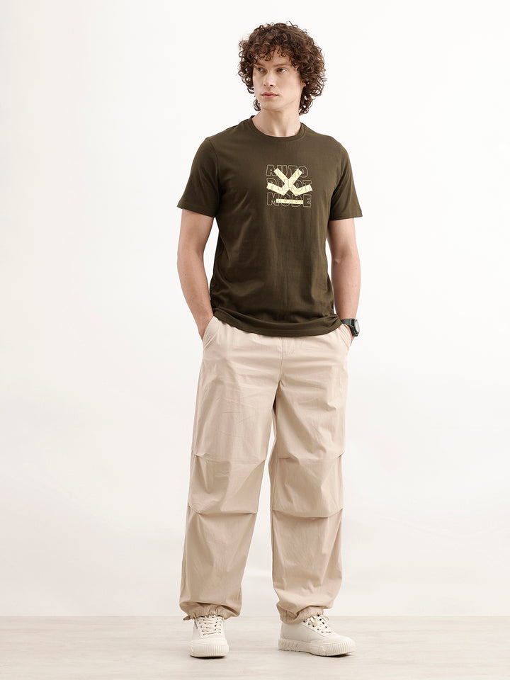 Slim Fit Placement Printed T-Shir  | Olive