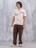 Casual Men Oversized Fit Tee With Placement Graphic | Beige