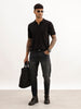 Faded Skinny Crop Denim Jeans | Black