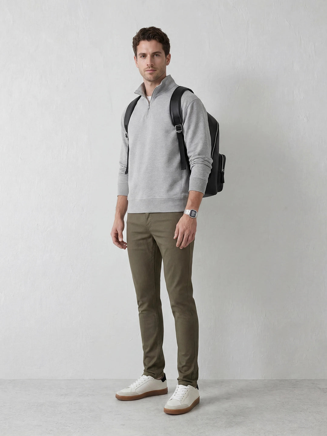 Solid Slim Fit Trouser | Olive